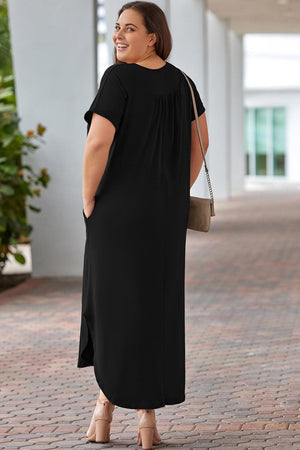 Effortless Move Plus Size Maxi Tee Shirt Dress - MXSTUDIO.COM