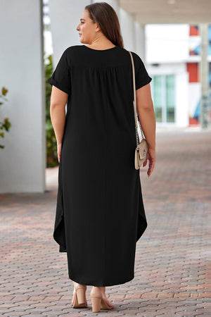 Effortless Move Plus Size Maxi Tee Shirt Dress - MXSTUDIO.COM