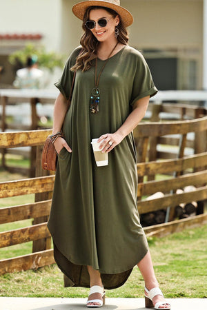 Effortless Move Plus Size Maxi Tee Shirt Dress - MXSTUDIO.COM