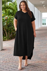 Effortless Move Plus Size Maxi Tee Shirt Dress - MXSTUDIO.COM