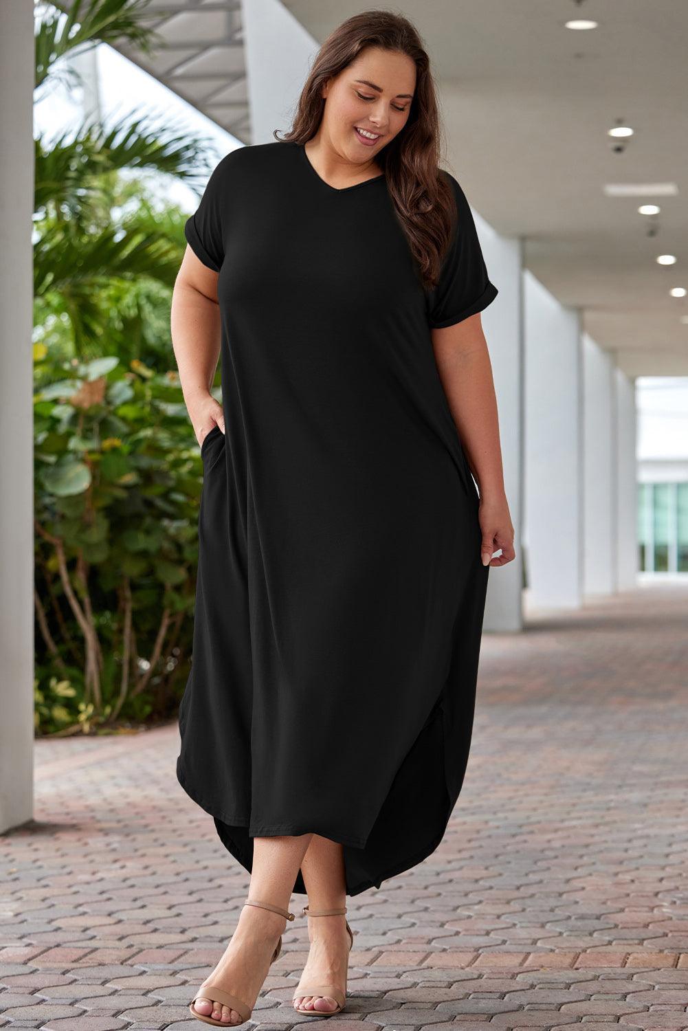 Effortless Move Plus Size Maxi Tee Shirt Dress - MXSTUDIO.COM