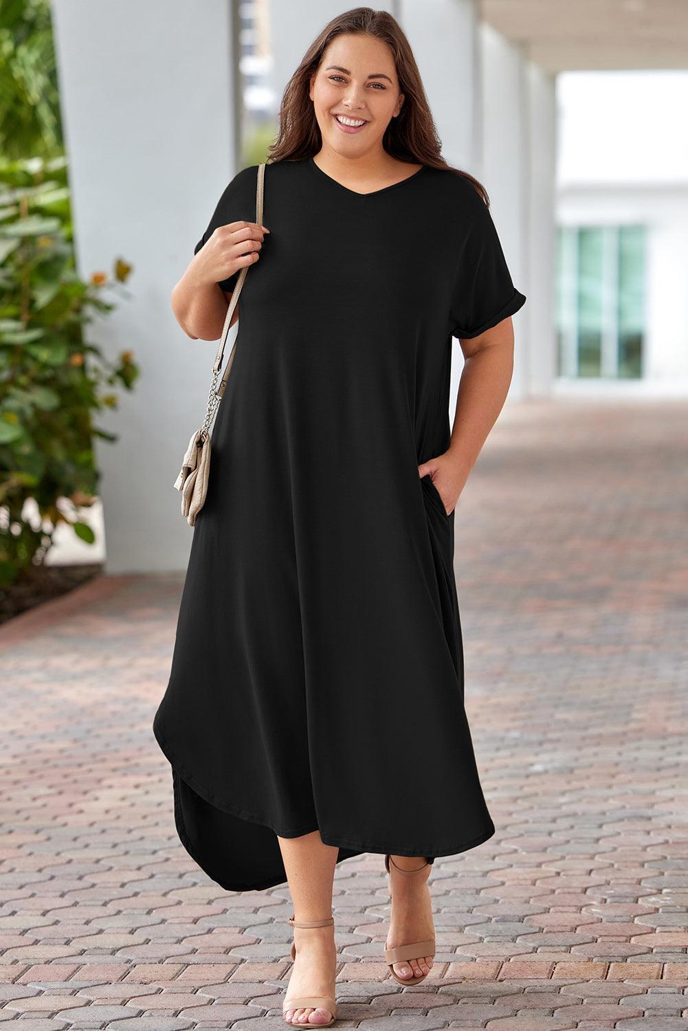 Effortless Move Plus Size Maxi Tee Shirt Dress - MXSTUDIO.COM