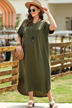 Effortless Move Plus Size Maxi Tee Shirt Dress - MXSTUDIO.COM