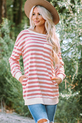 Enjoy Life Striped Long Sleeve Tunic Top - MXSTUDIO.COM