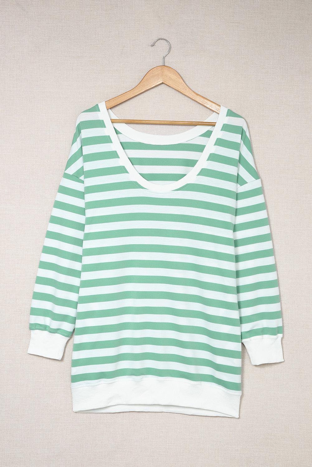 Enjoy Life Striped Long Sleeve Tunic Top - MXSTUDIO.COM