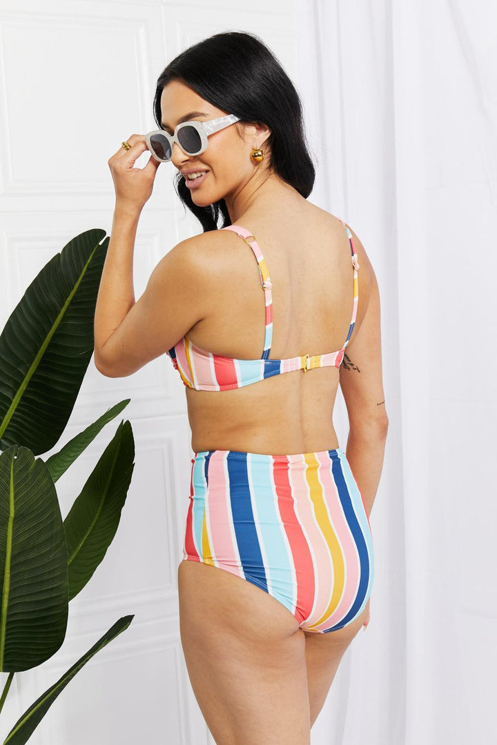 Enjoying Summer Striped Plus Size High Waist Bikini - MXSTUDIO.COM