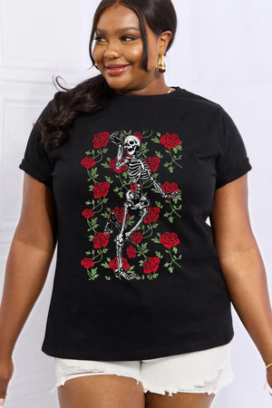 Eternal Love Plus Size Rose And Skeleton Tee - MXSTUDIO.COM