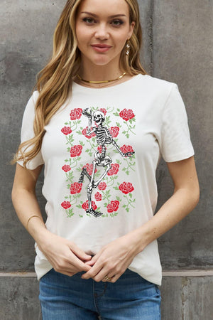 Eternal Love Plus Size Rose And Skeleton Tee - MXSTUDIO.COM