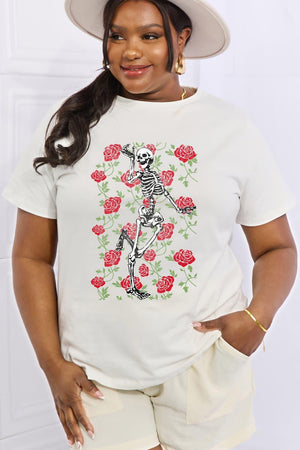 Eternal Love Plus Size Rose And Skeleton Tee - MXSTUDIO.COM