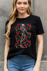 Eternal Love Plus Size Rose And Skeleton Tee - MXSTUDIO.COM