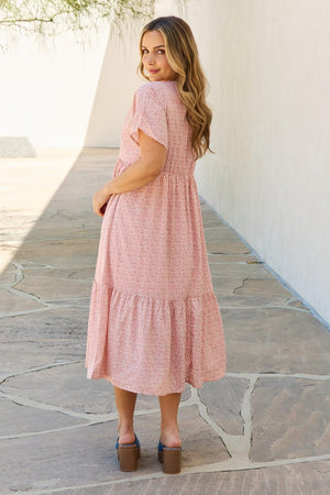 Ethereal Plus Size Kimono Sleeve Peach Midi Dress - MXSTUDIO.COM