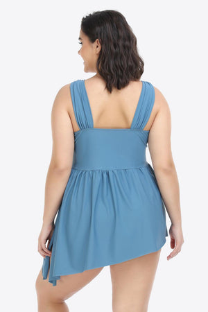 Everlasting Plus Size Plunge Sleeveless Two-Piece Swimsuit - MXSTUDIO.COM