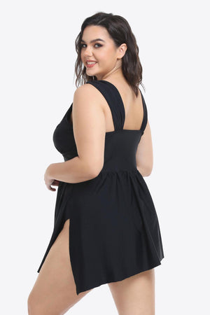 Everlasting Plus Size Plunge Sleeveless Two-Piece Swimsuit - MXSTUDIO.COM