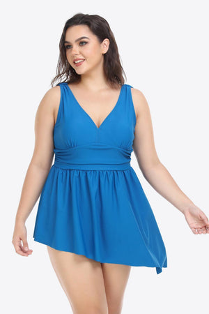 Everlasting Plus Size Plunge Sleeveless Two-Piece Swimsuit - MXSTUDIO.COM