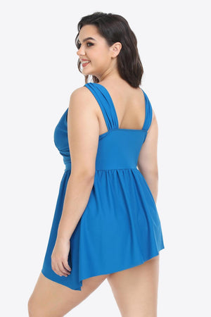 Everlasting Plus Size Plunge Sleeveless Two-Piece Swimsuit - MXSTUDIO.COM