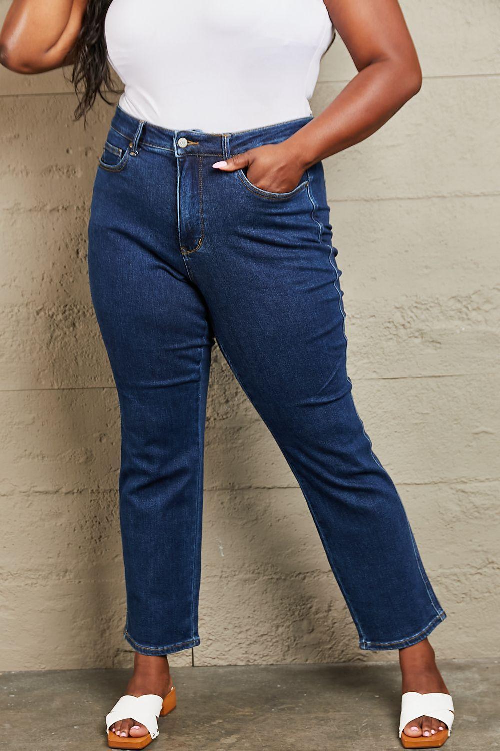 Excellent Tummy Control Plus Size High Waisted Jeans - MXSTUDIO.COM