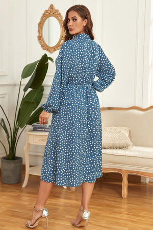 Exceptional Long Sleeve Azure Plus Size Shirt Dress - MXSTUDIO.COM