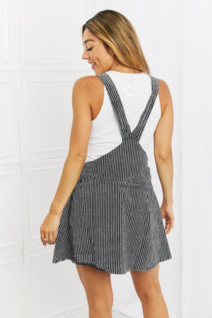 Exquisite Cotton Striped Black Plus Size Overall Dress - MXSTUDIO.COM
