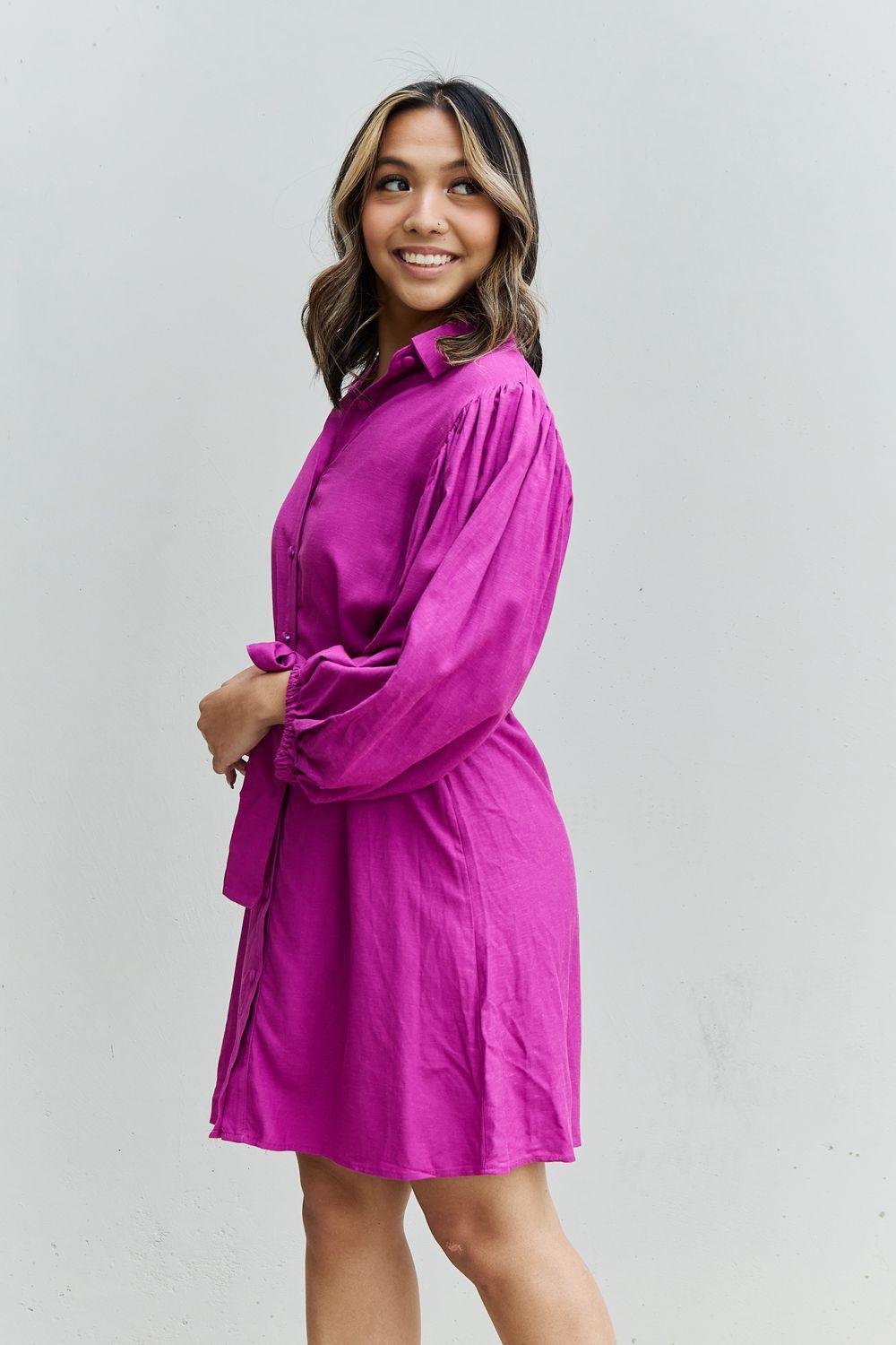 Exquisite Tie Belt Waist Plus Size Button Front Dress - MXSTUDIO.COM