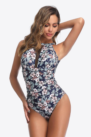 Extremely Snug Open Back Floral One Piece Swimsuit - MXSTUDIO.COM