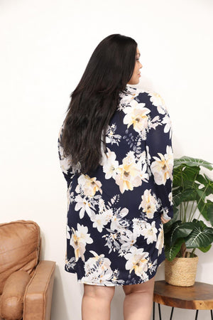 Fab And Feminine Plus Size Long Sleeve Floral Dress - MXSTUDIO.COM