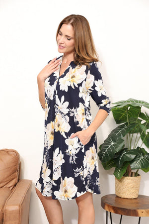 Fab And Feminine Plus Size Long Sleeve Floral Dress - MXSTUDIO.COM