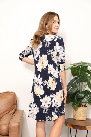 Fab And Feminine Plus Size Long Sleeve Floral Dress - MXSTUDIO.COM