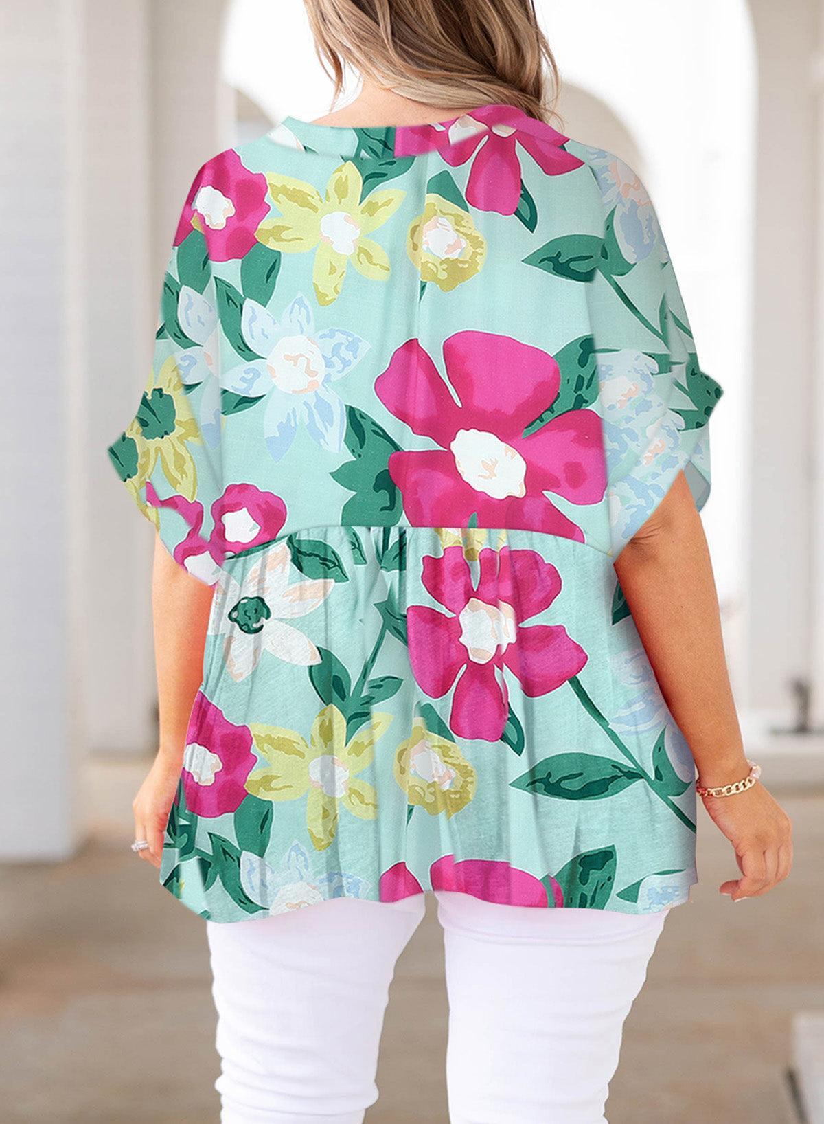 Fabulous Plus Size Printed Womens Half Sleeve Top - MXSTUDIO.COM