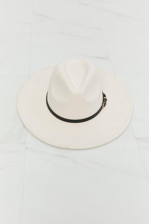 Fame Leather Belt Strap Wide Brim Fedora Hat - MXSTUDIO.COM