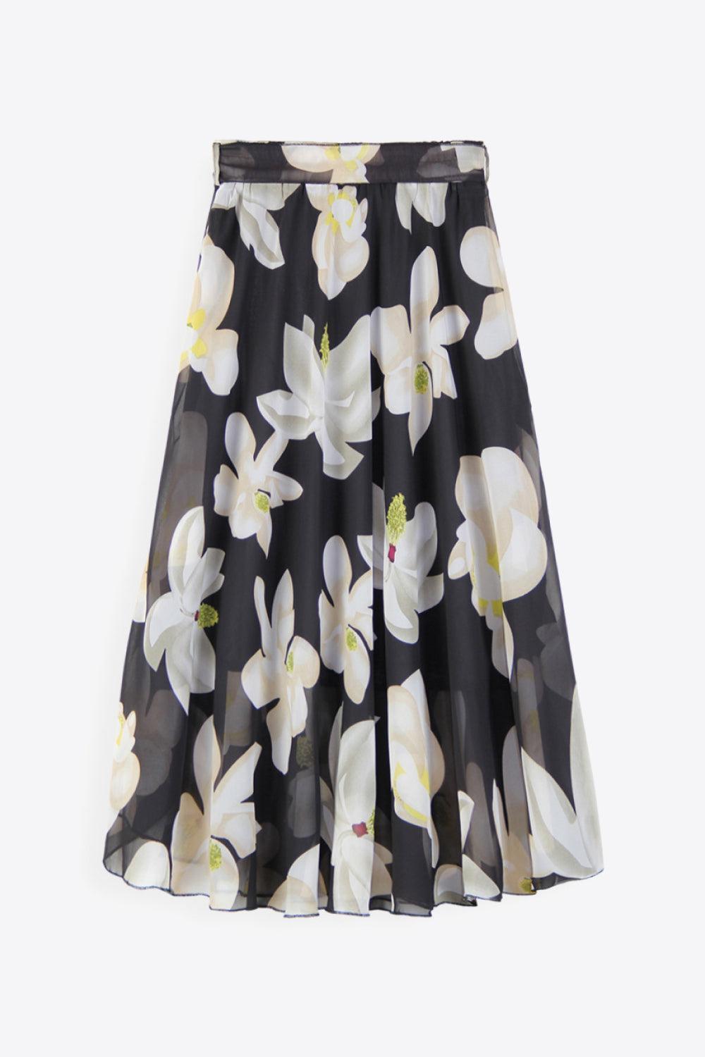 Fascinating Plus Size Floral Tie-Waist Skirt - MXSTUDIO.COM
