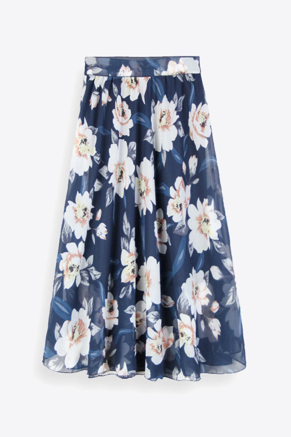 Fascinating Plus Size Floral Tie-Waist Skirt - MXSTUDIO.COM