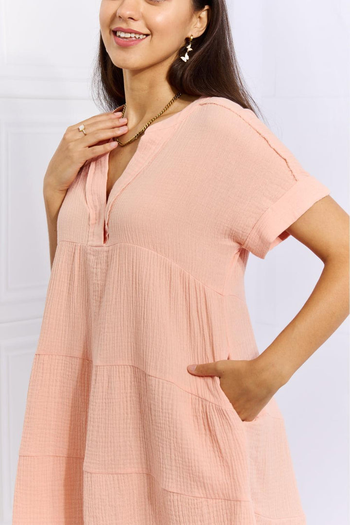 Fashion Legend Plus Size Peach Tiered Ruffle Mini Dress - MXSTUDIO.COM