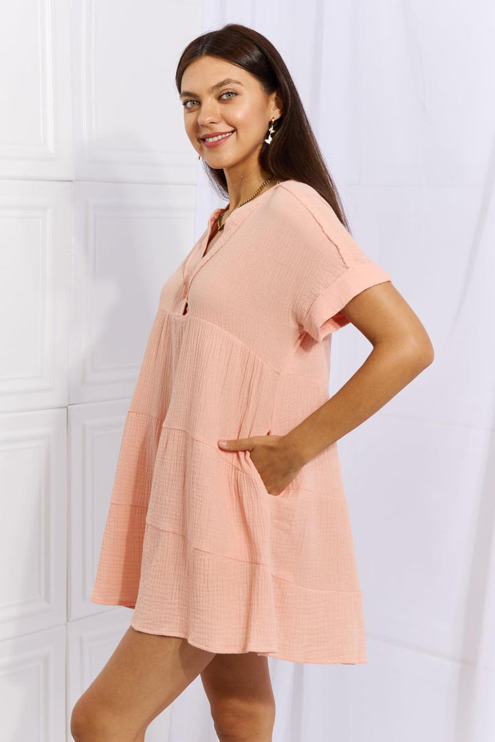 Fashion Legend Plus Size Peach Tiered Ruffle Mini Dress - MXSTUDIO.COM