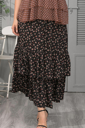 Fashionably Layered Plus Size Floral Maxi Skirt - MXSTUDIO.COM