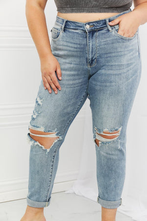 Favorite Thing Plus Size Distressed Boyfriend Jeans - MXSTUDIO.COM