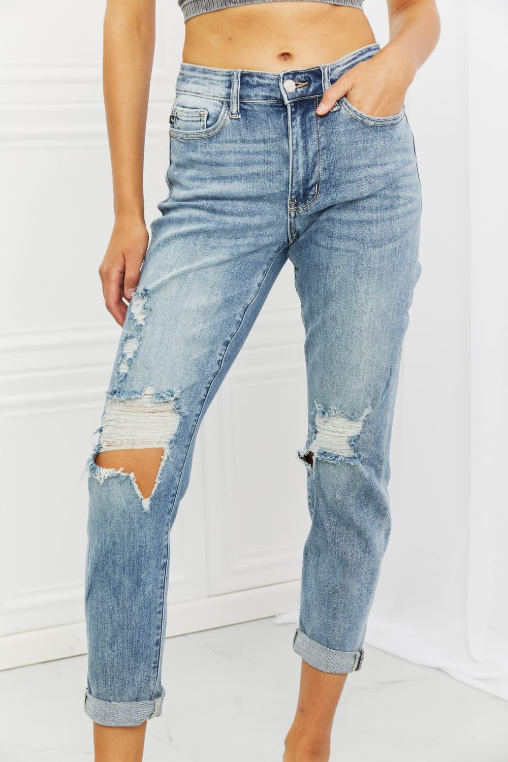 Favorite Thing Plus Size Distressed Boyfriend Jeans - MXSTUDIO.COM