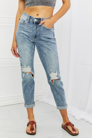 Favorite Thing Plus Size Distressed Boyfriend Jeans - MXSTUDIO.COM