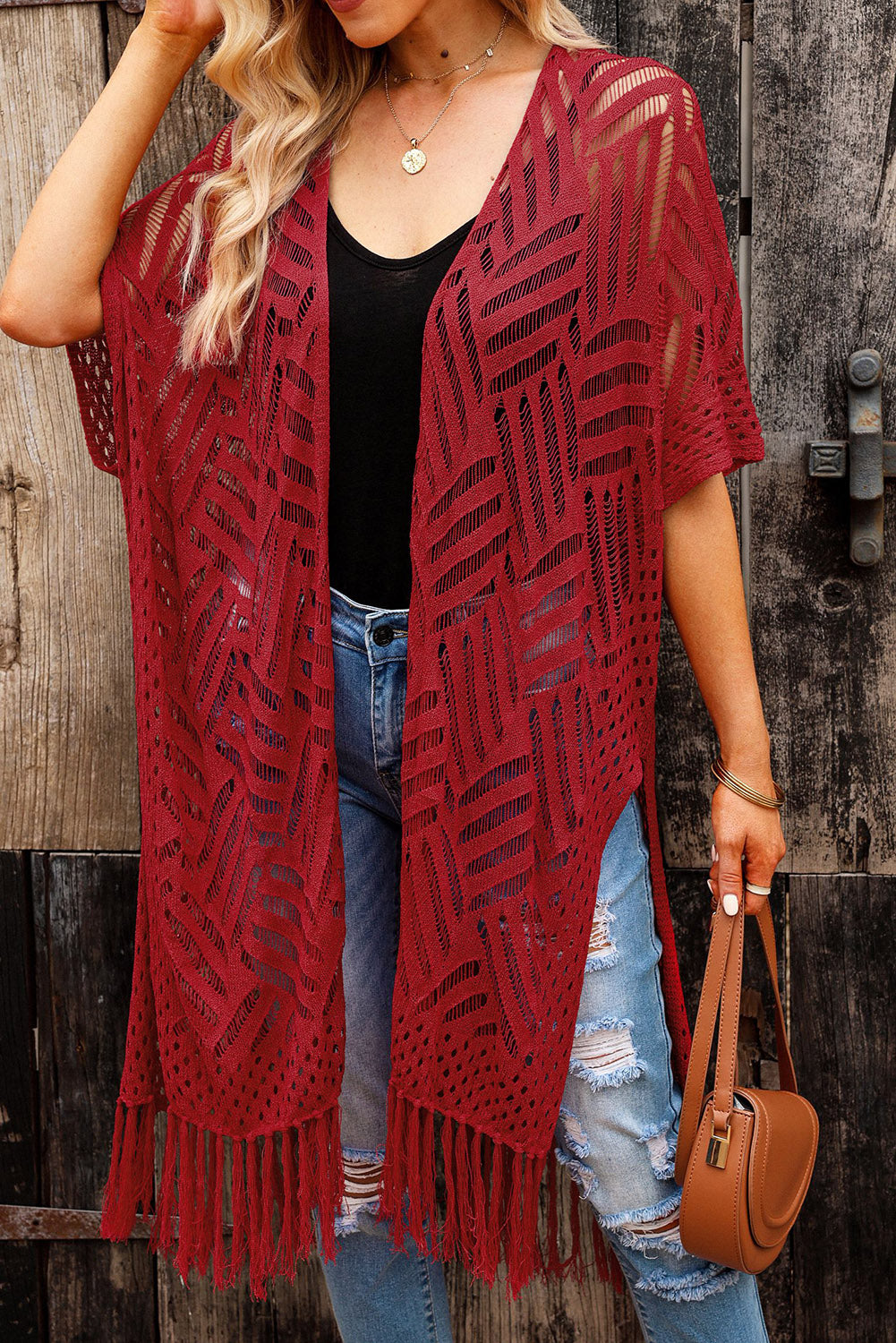 Carefree Vibe Open Front Fringe Knit Cardigan