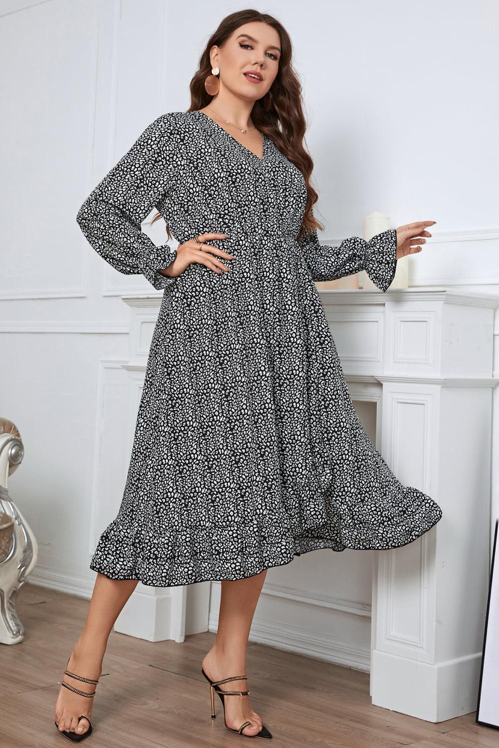 Feel Great Long Sleeve Plus Size Midi Dress - MXSTUDIO.COM