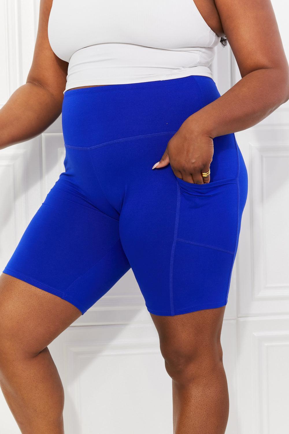 Feel The Moment Stretch Blue Plus Size Biker Shorts - MXSTUDIO.COM