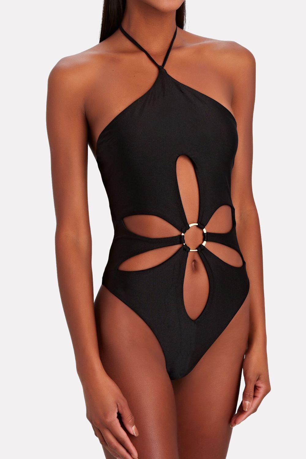 Find Your Calm Cutout Halter Neck One Piece Swimsuit - MXSTUDIO.COM