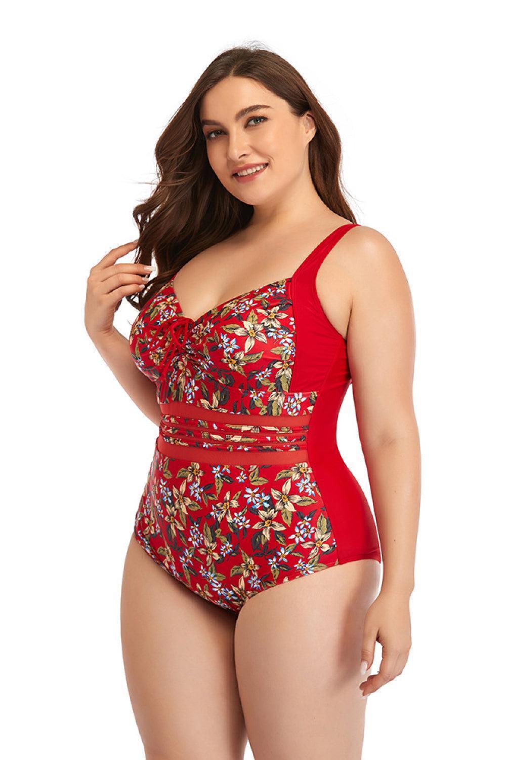 Flattering Blooms Plus-Size One-Piece Swimsuit - MXSTUDIO.COM