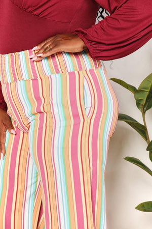 Flattering Fit Striped Plus Size Wide Leg Pants - MXSTUDIO.COM