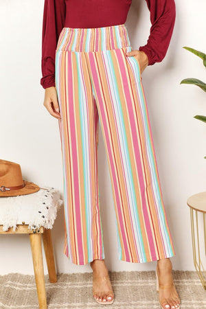 Flattering Fit Striped Plus Size Wide Leg Pants - MXSTUDIO.COM