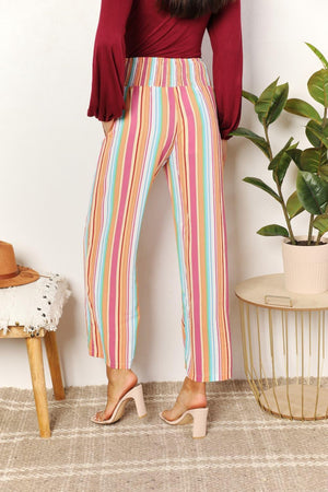 Flattering Fit Striped Plus Size Wide Leg Pants - MXSTUDIO.COM