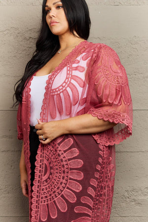 Flattering Look Open Front Lace Duster Kimono - MXSTUDIO.COM