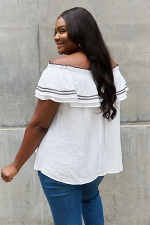 Flawless Plus Size White Off The Shoulder Blouse - MXSTUDIO.COM