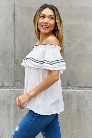 Flawless Plus Size White Off The Shoulder Blouse - MXSTUDIO.COM