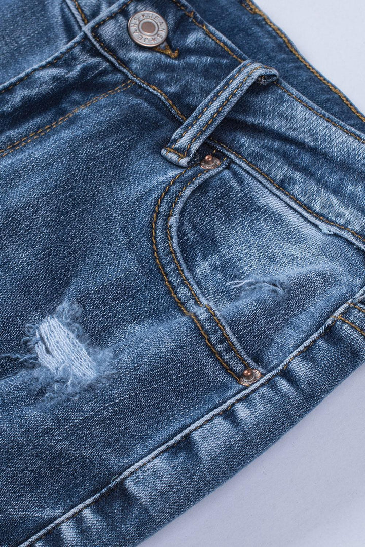 Flirty Frayed Hem Distressed Cropped Skinny Jeans - MXSTUDIO.COM