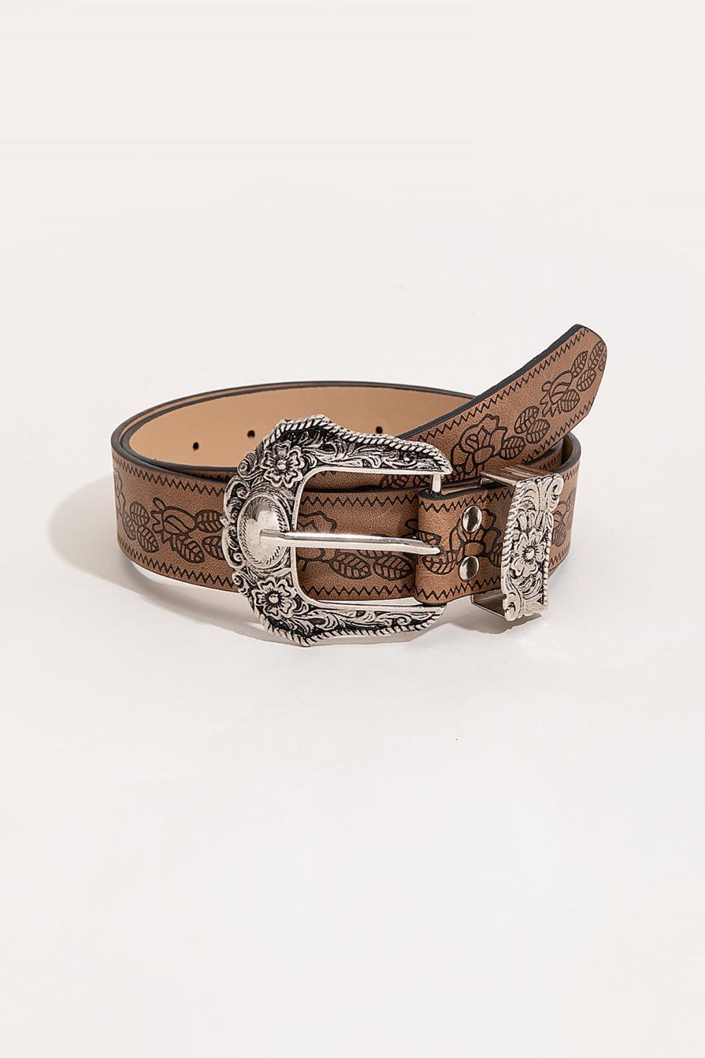 Floral Brown Womens Leather Belt - MXSTUDIO.COM